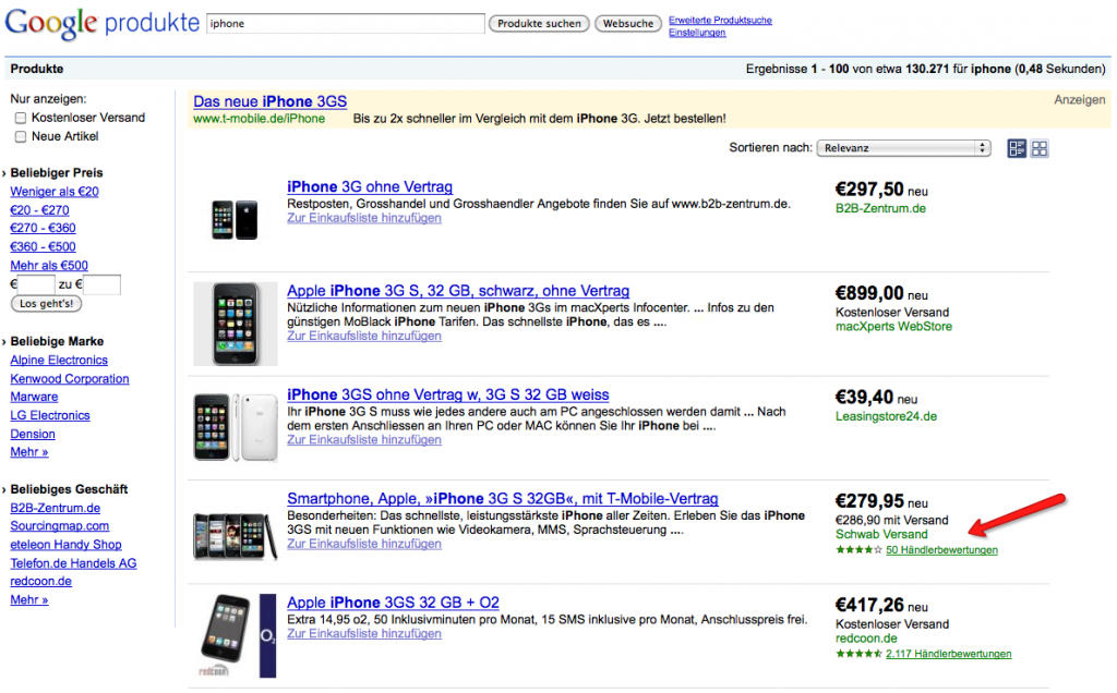 google.de Produktsuche