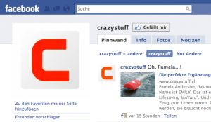 Facebook Fan Page unseres Kunden Crazystuff