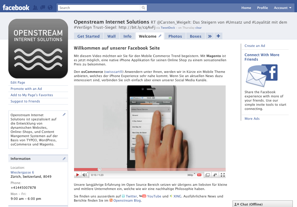 Openstream Facebook Startseite
