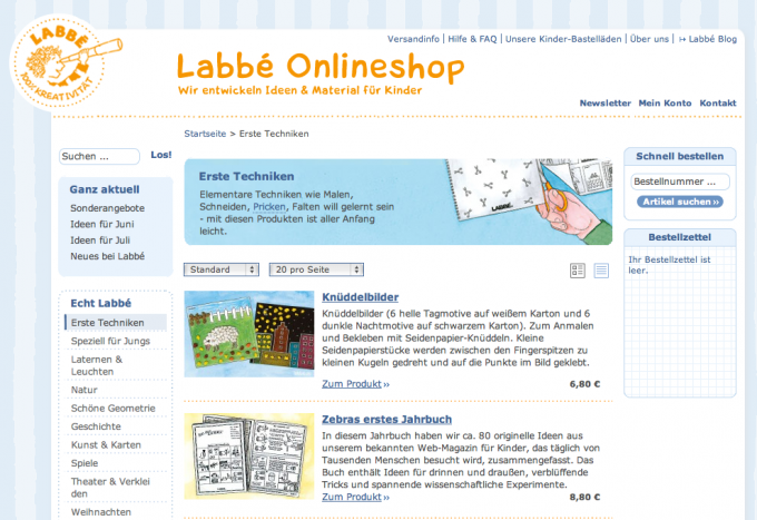 Labbé Online Shop barrierefrei