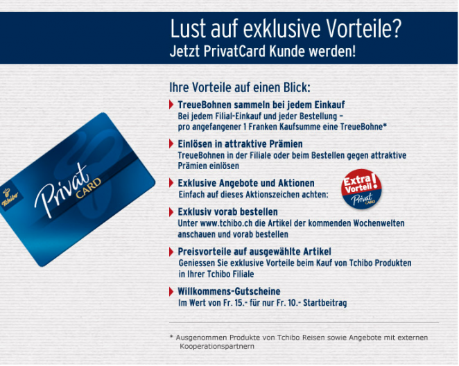 Exklusive Vorteile mit der PrivatCard von Tchibo