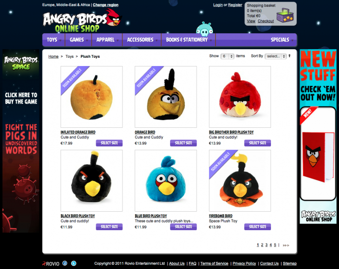 Der neue Angry Birds Webshop powered by Magento Enterprise