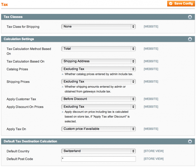 System Configuration Tax Settings Part 1