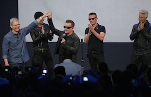 Bono presses the button with Zen Master Tim Cook