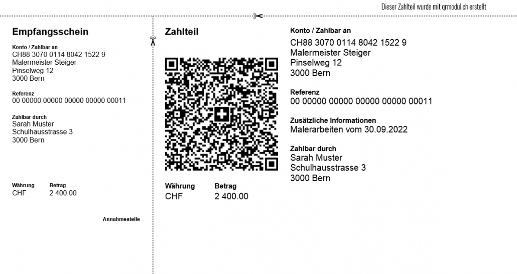 QR-Zahlteil der QR-Rechnung