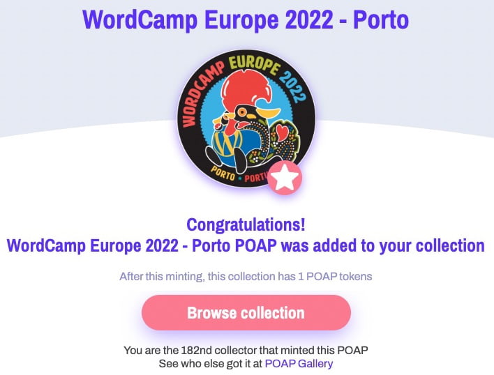 WordCamp Europe 2022 Unofficial POAP NFT