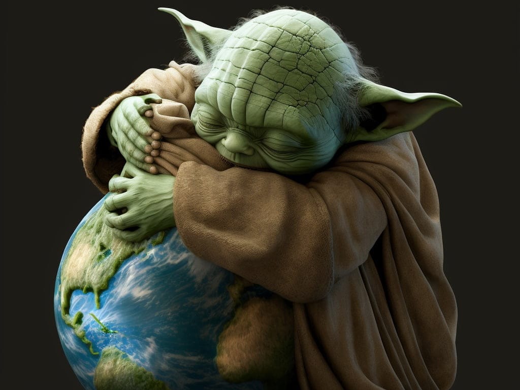 Midjourney AI Platform - Yoda Embracing Globe