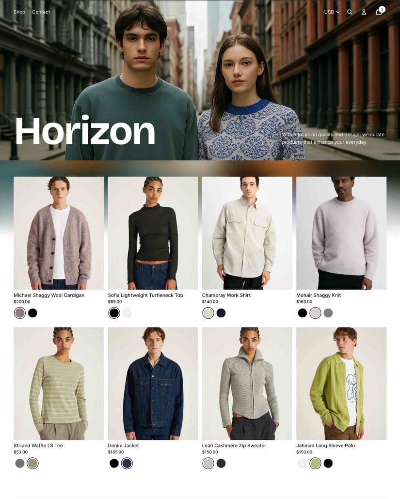 Shopify Horizon Theme Screenshot Home