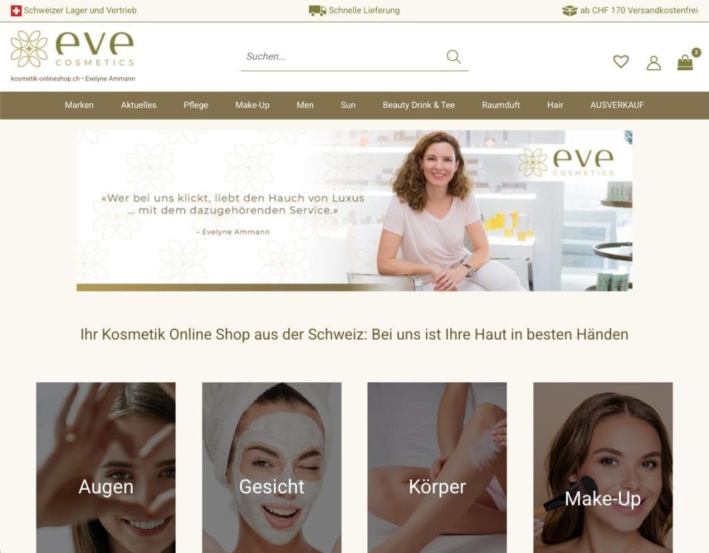 Kosmetik Online Shop WooCommerce B2C Referenz